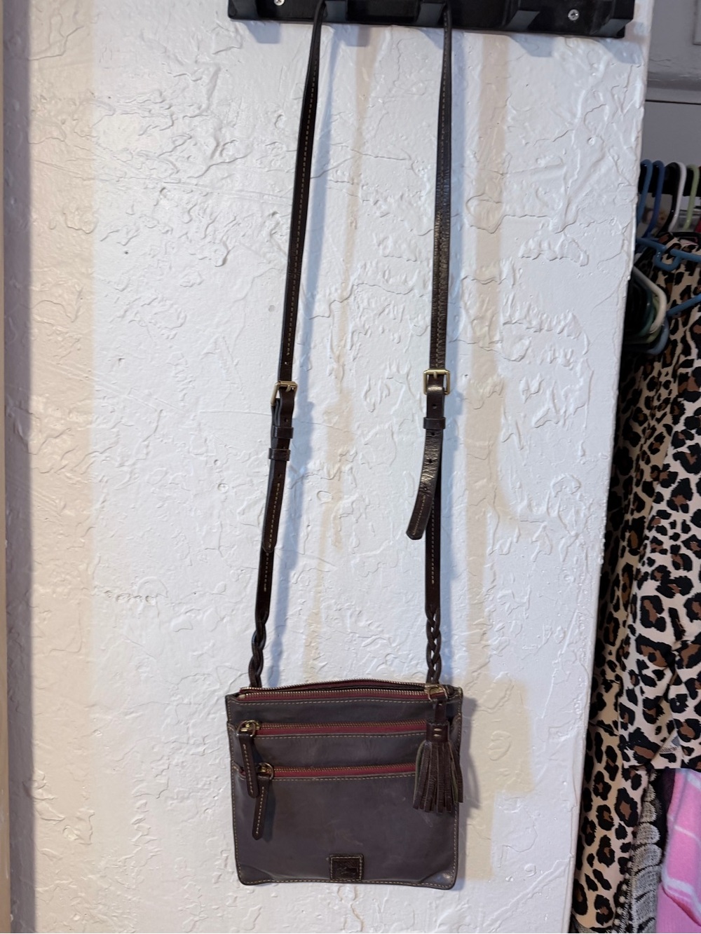 Dooney & Bourke Dark Brown Crossbody Bag with Tassel